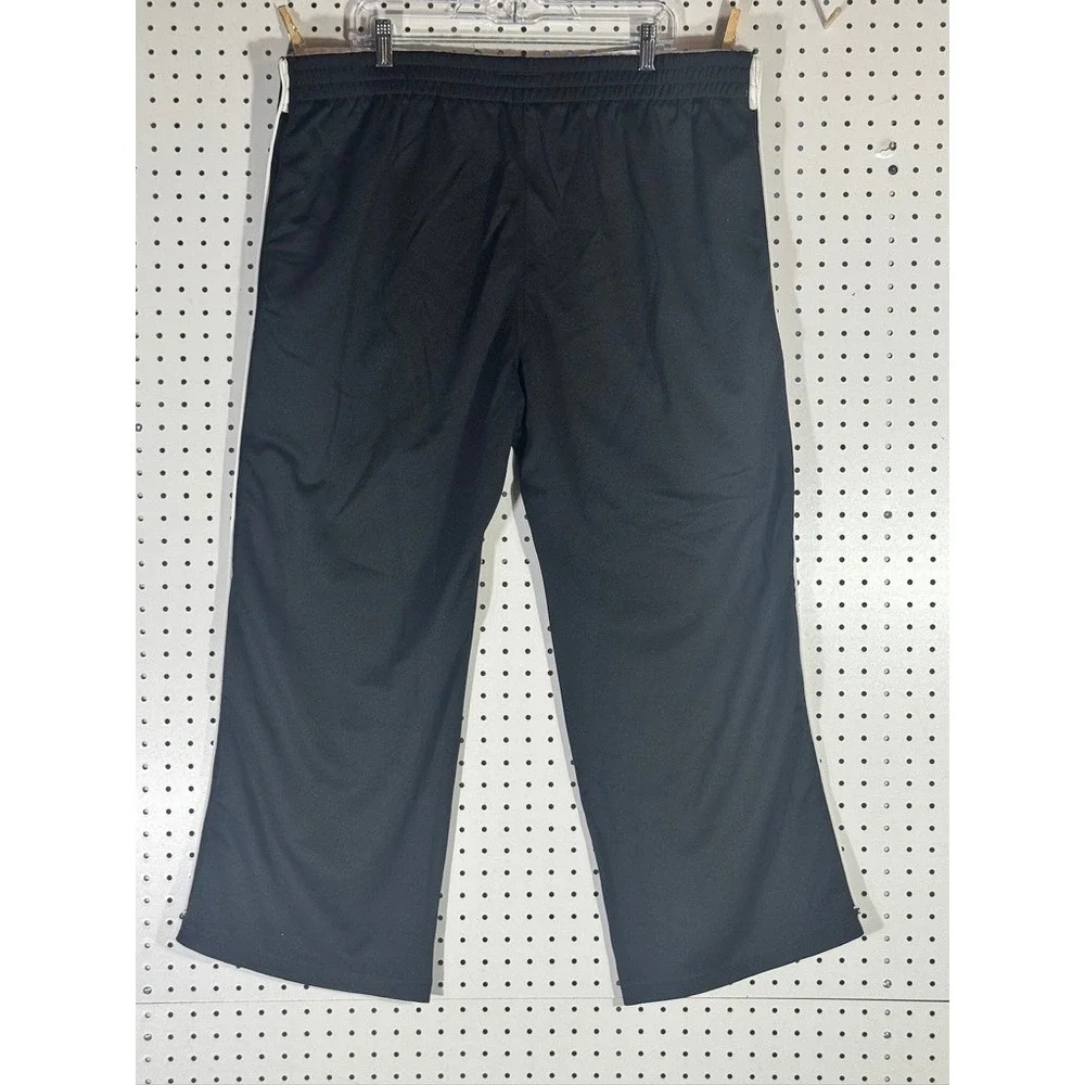 Finish Line Mens XL Black Track Pants White Side Stripe Snap Ankle Athletic XL
